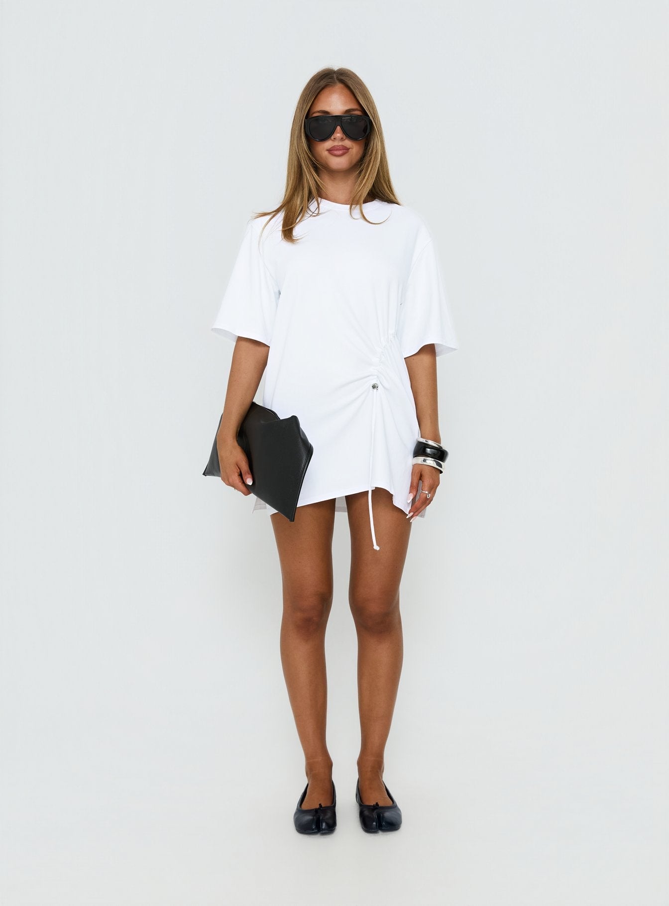 Agnessa Ruched Detail Mini Dress White