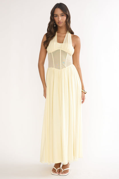 Jovella Halterneck Mesh Dress Butter