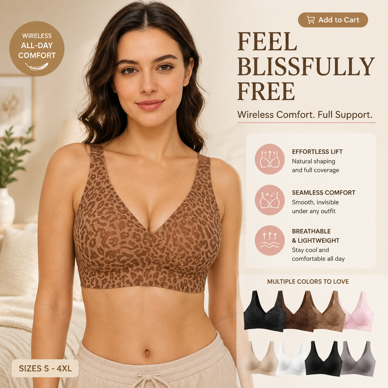 🏆Super Firming Leopard Print Jelly  Bra | Women Wirefree Bras 👍No More Sagging Breasts