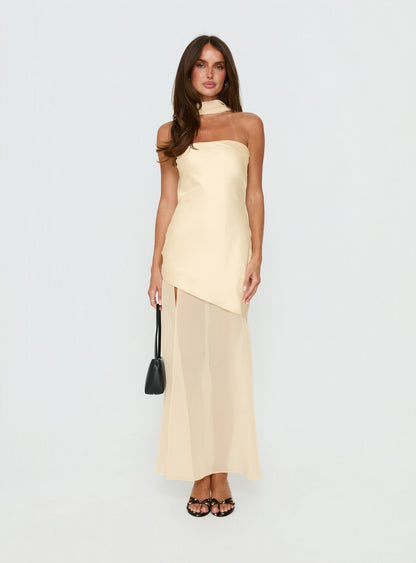 Irisie Strapless Scarf Maxi Dress Yellow
