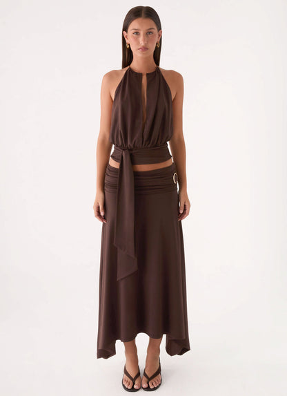 Automatic Midi Skirt - Rose Taupe