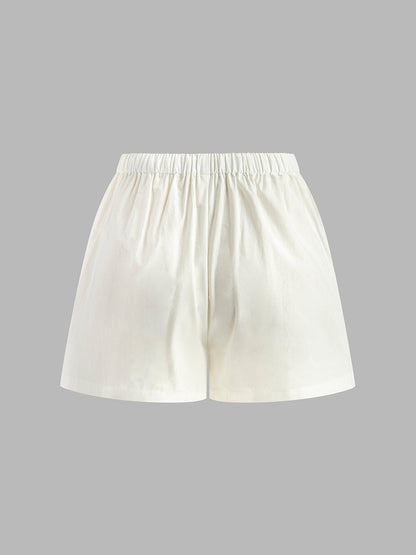 Semi-Sheer Slim Fit Drawstring Split Casual Shorts Set