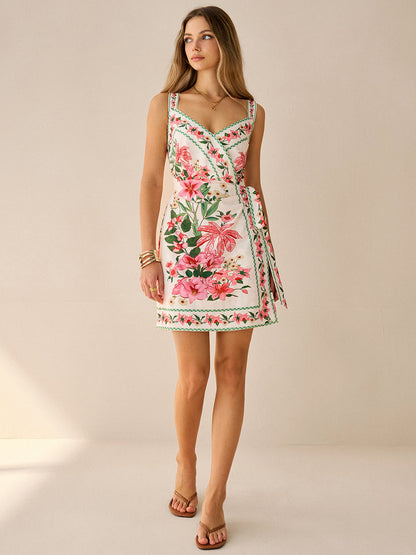 Floral Print Wrap Mini Dress in Upgraded Fabric