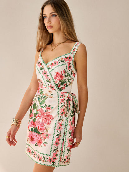 Floral Print Wrap Mini Dress in Upgraded Fabric