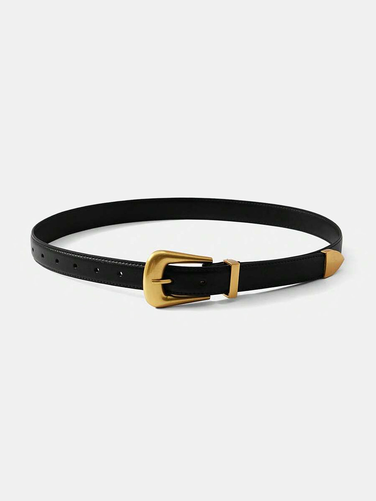 Golden Buckle Leather Belt