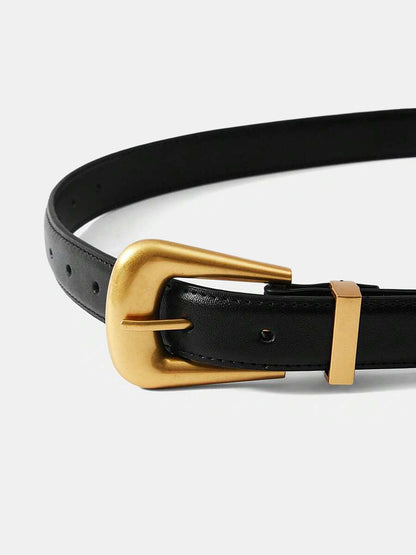 Golden Buckle Leather Belt