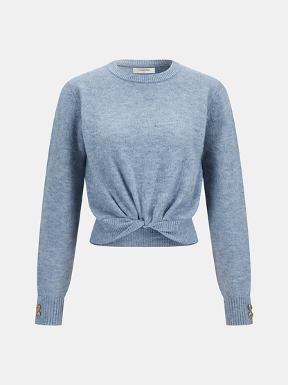 Wool-Blend Knot-Front Sweater