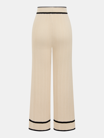 Contrast Trim Polo Top & Drawstring Pants Set