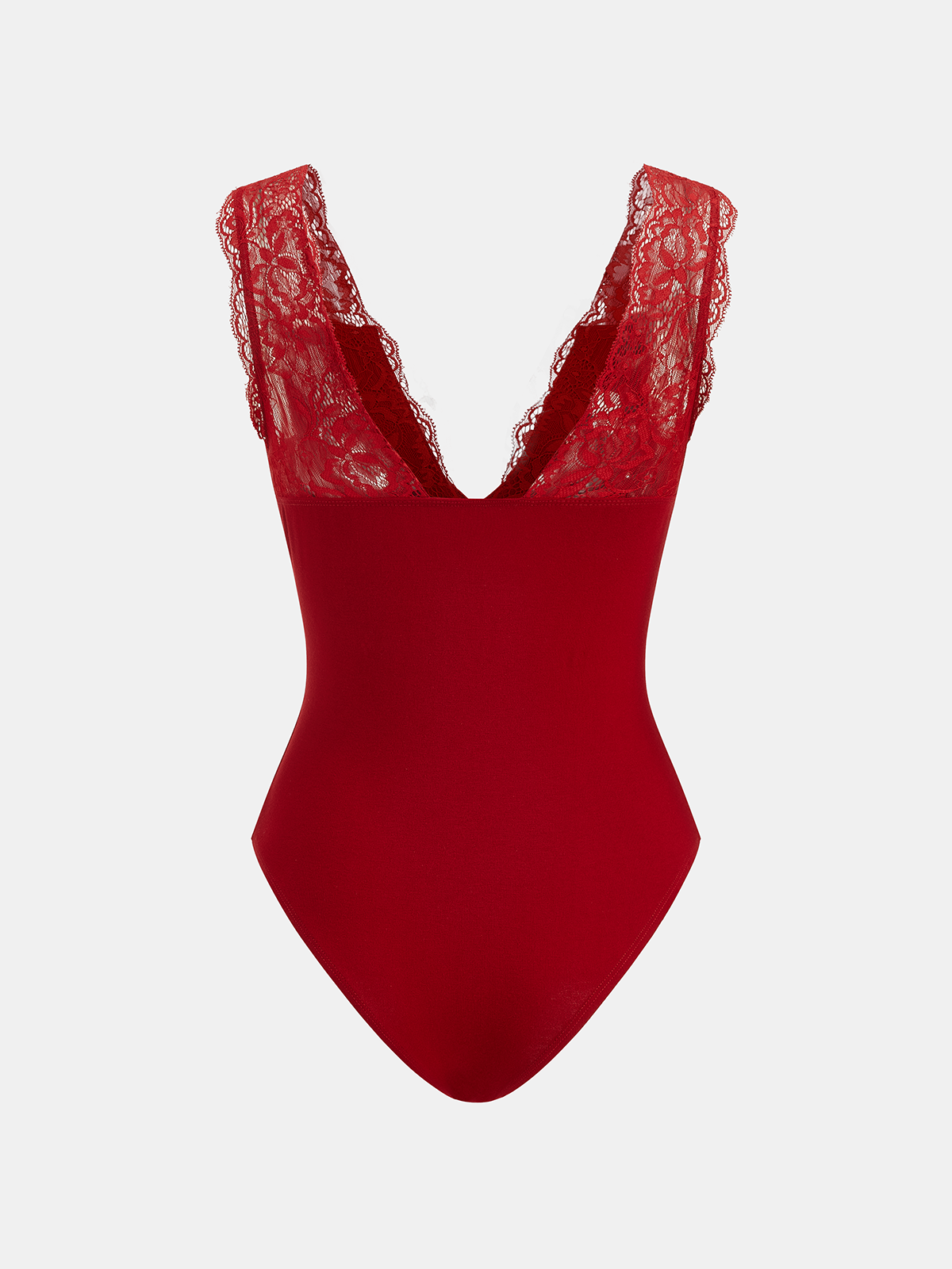 Deep V-Neck Lace-Trimmed Bodysuit