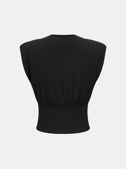 Double Breasted V-Neck Sleeveless Top