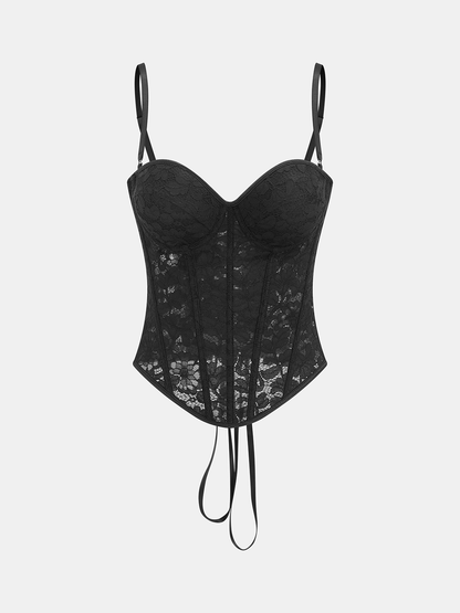 Lace Sweetheart Neck Corset Top