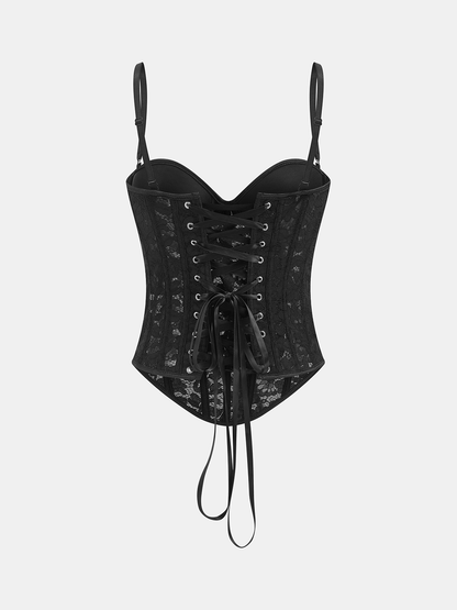 Lace Sweetheart Neck Corset Top