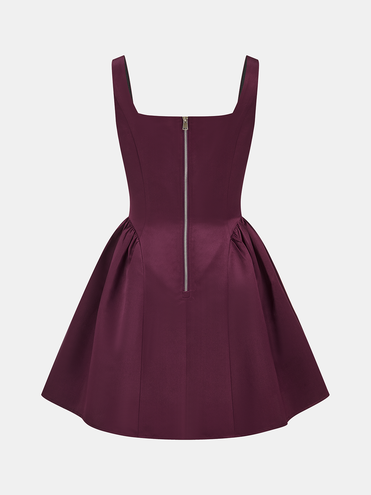 Square Neck Satin Flare Mini Dress