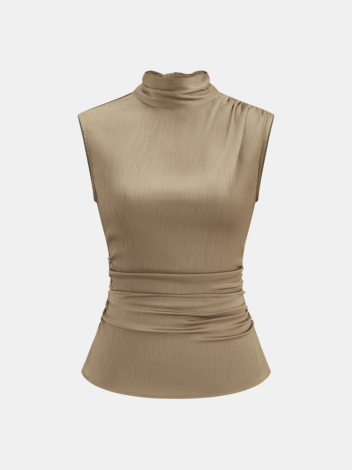 Turtleneck Ruched Top & Wide-Leg Pants Set