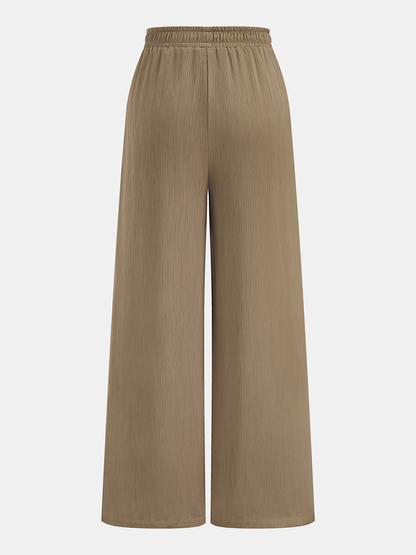 Turtleneck Ruched Top & Wide-Leg Pants Set