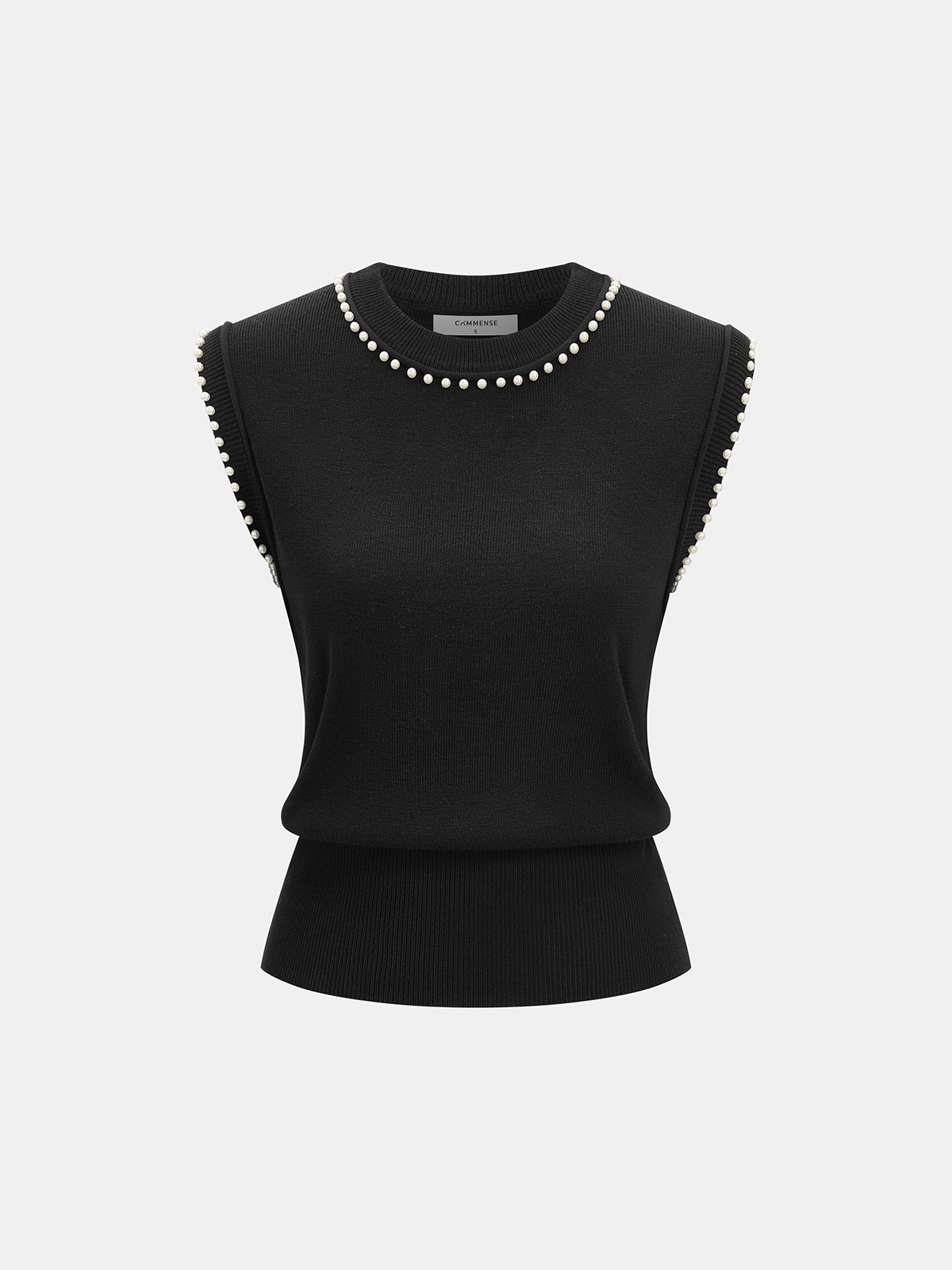 Pearl Trim Sleeveless Knit Vest