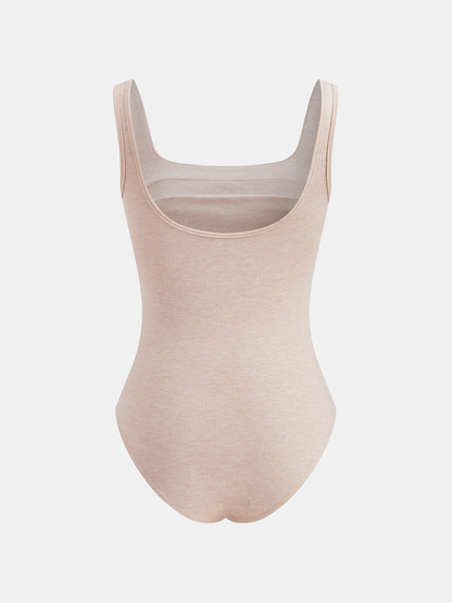 Square Neck Ruched Ribbed Bodysuit