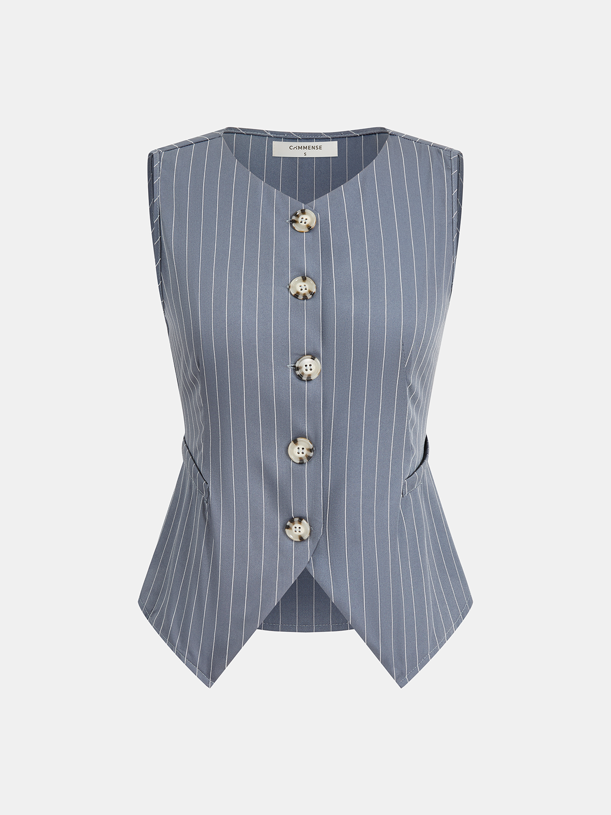 Striped Buttoned Vest & Pleated Shorts Set
