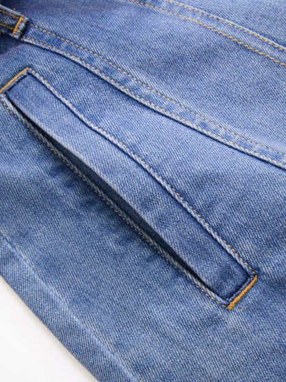 Belted Denim Sleeveless Shirt Dress