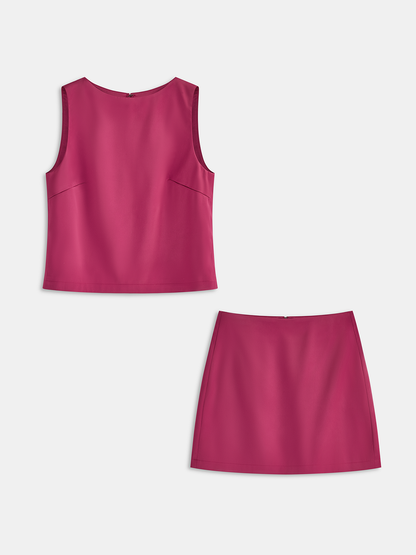 Bow Detail Sleeveless Top & Mini Skirt Set