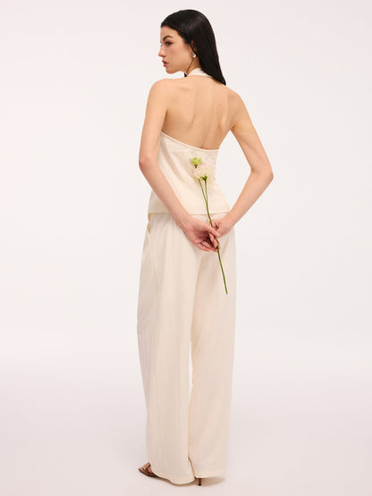 Bow Detail Halter Backless Top & Pants Set