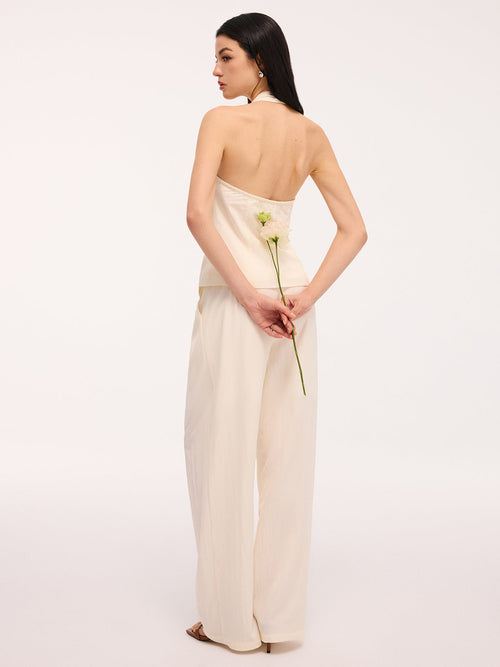 Bow Detail Halter Backless Top & Pants Set