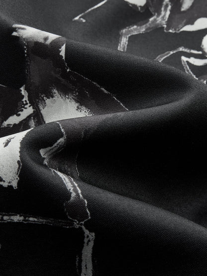 Ink Horse Print A-Line Midi Skirt