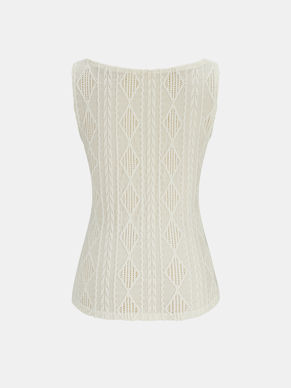 Cable Knit Button-Down Tank Top