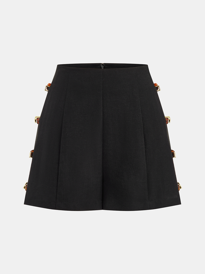 Tortoiseshell Detail Sleeveless Top & Shorts Set