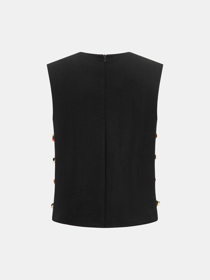 Tortoiseshell Detail Sleeveless Top & Shorts Set