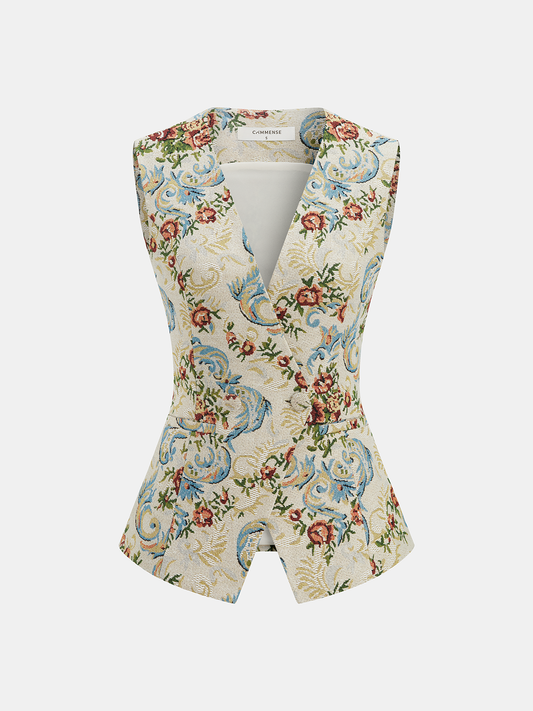 Vintage Floral Tailored Vest