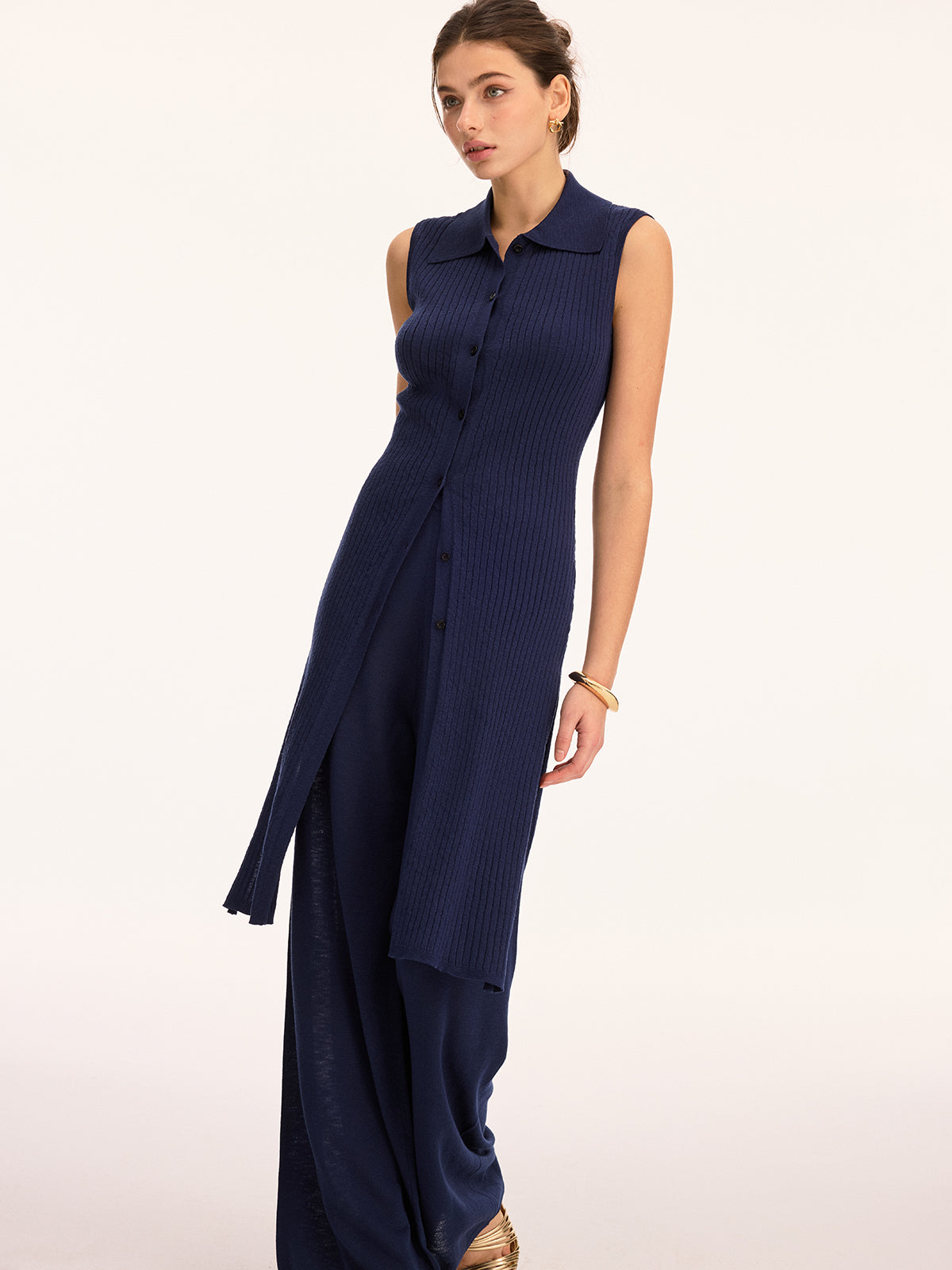Sleeveless Knit Tunic Top & Pants Set
