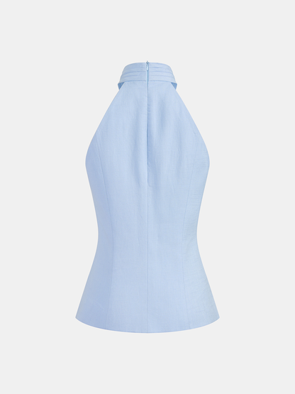 Tencel Blend Halter Buttoned Vest & Shorts Set