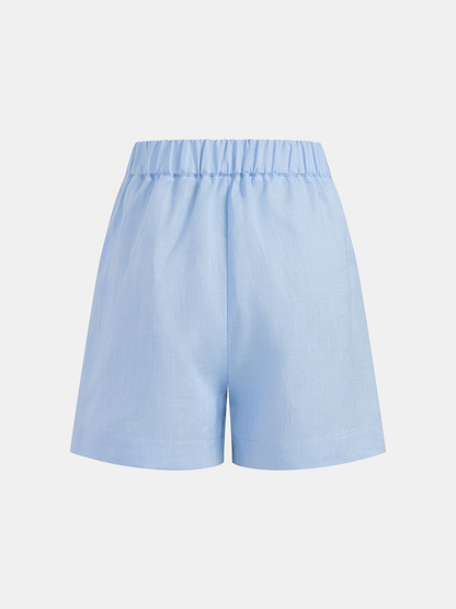 Tencel Blend Halter Buttoned Vest & Shorts Set
