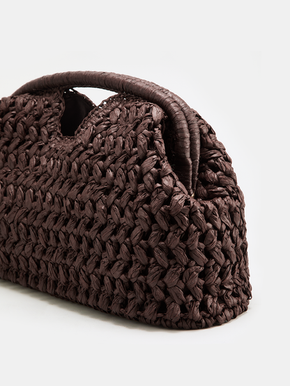 Straw Woven Cloud Clutch Bag