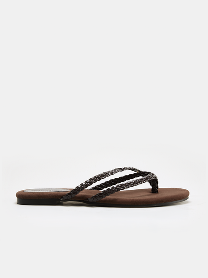 Braided Crisscross Flat Thong Sandals