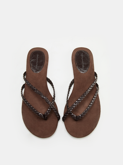 Braided Crisscross Flat Thong Sandals