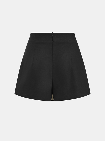 Cotton Linen Two-Tone Drawstring Shorts