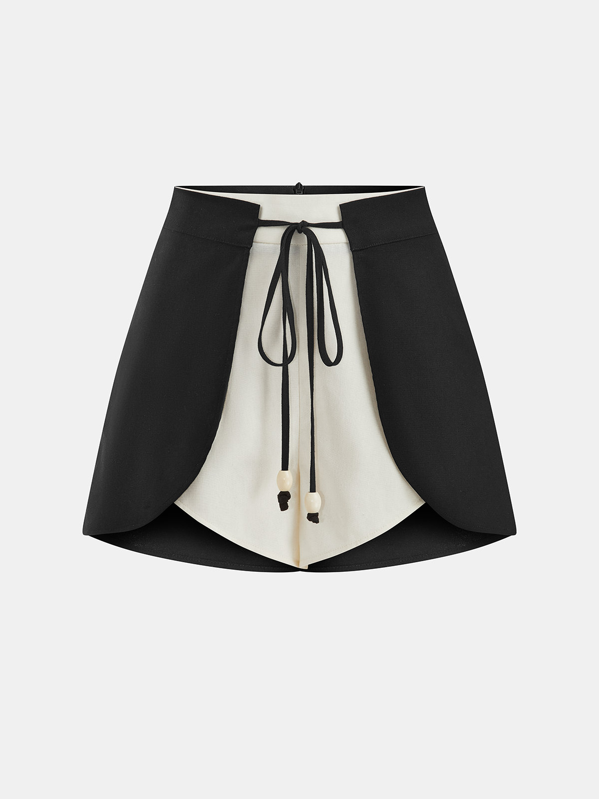 Cotton Linen Two-Tone Drawstring Shorts