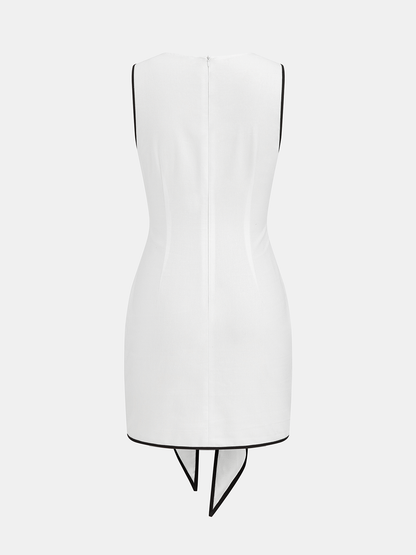 Sleeveless Cotton-Linen Knot-Waist Mini Dress