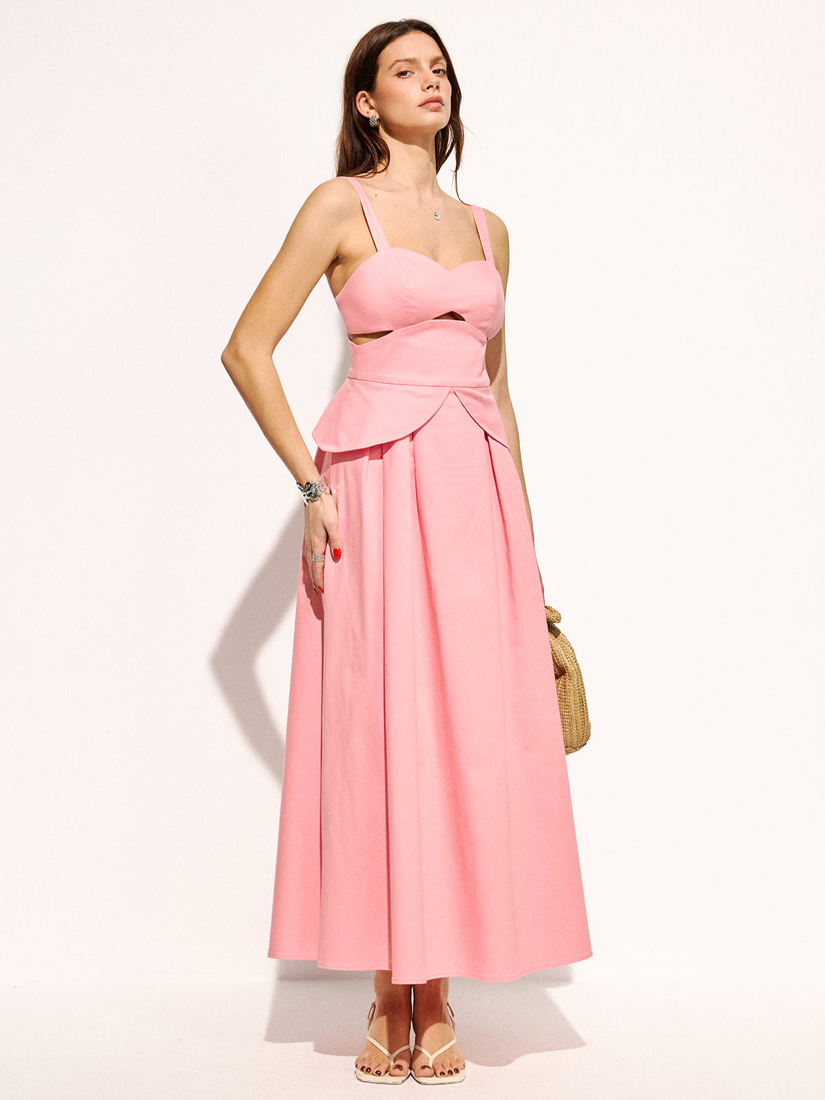 Cotton Cutout Strappy Maxi Dress