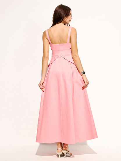 Cotton Cutout Strappy Maxi Dress