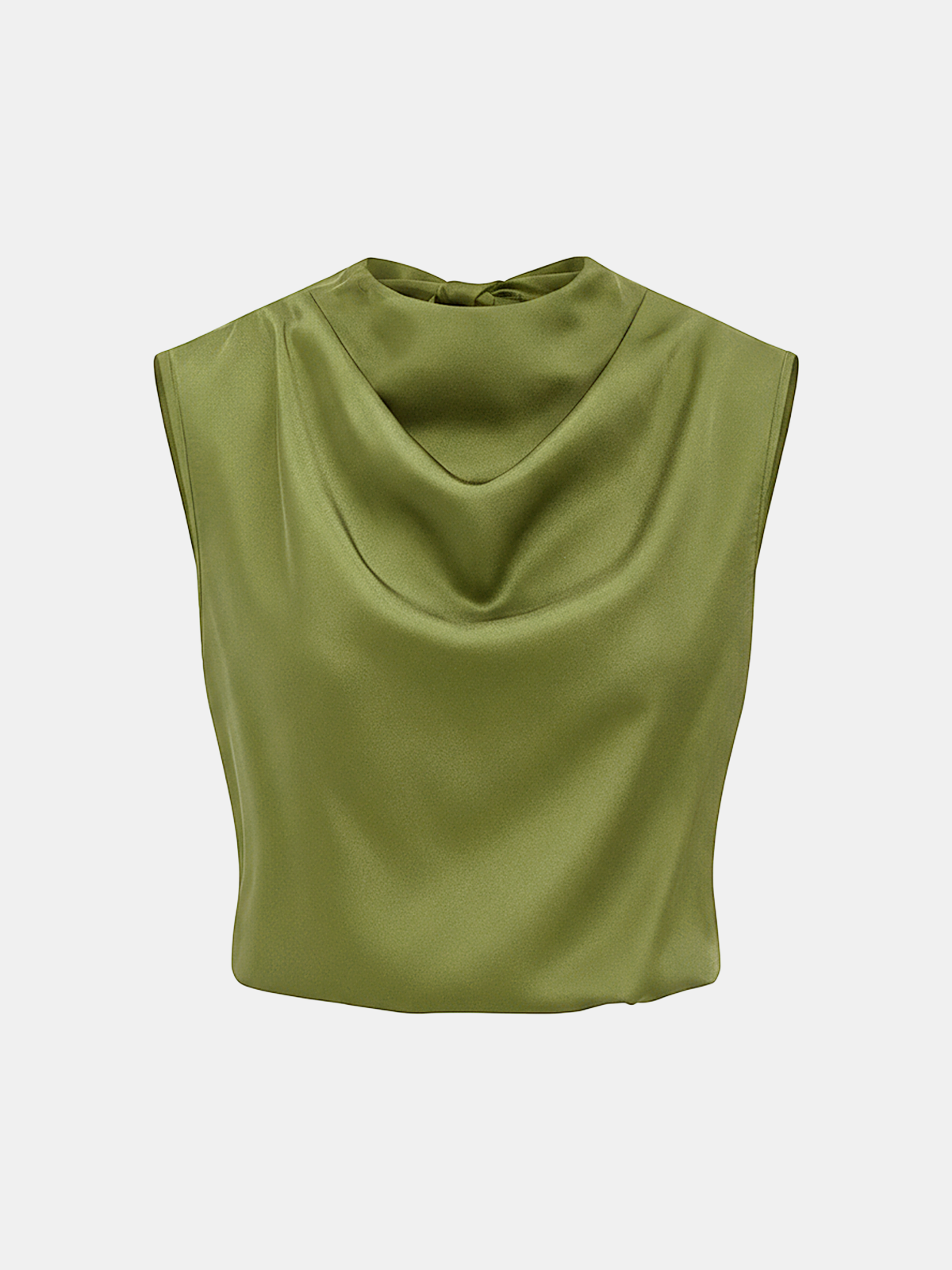 Satin Cowl-Neck Sleeveless Top