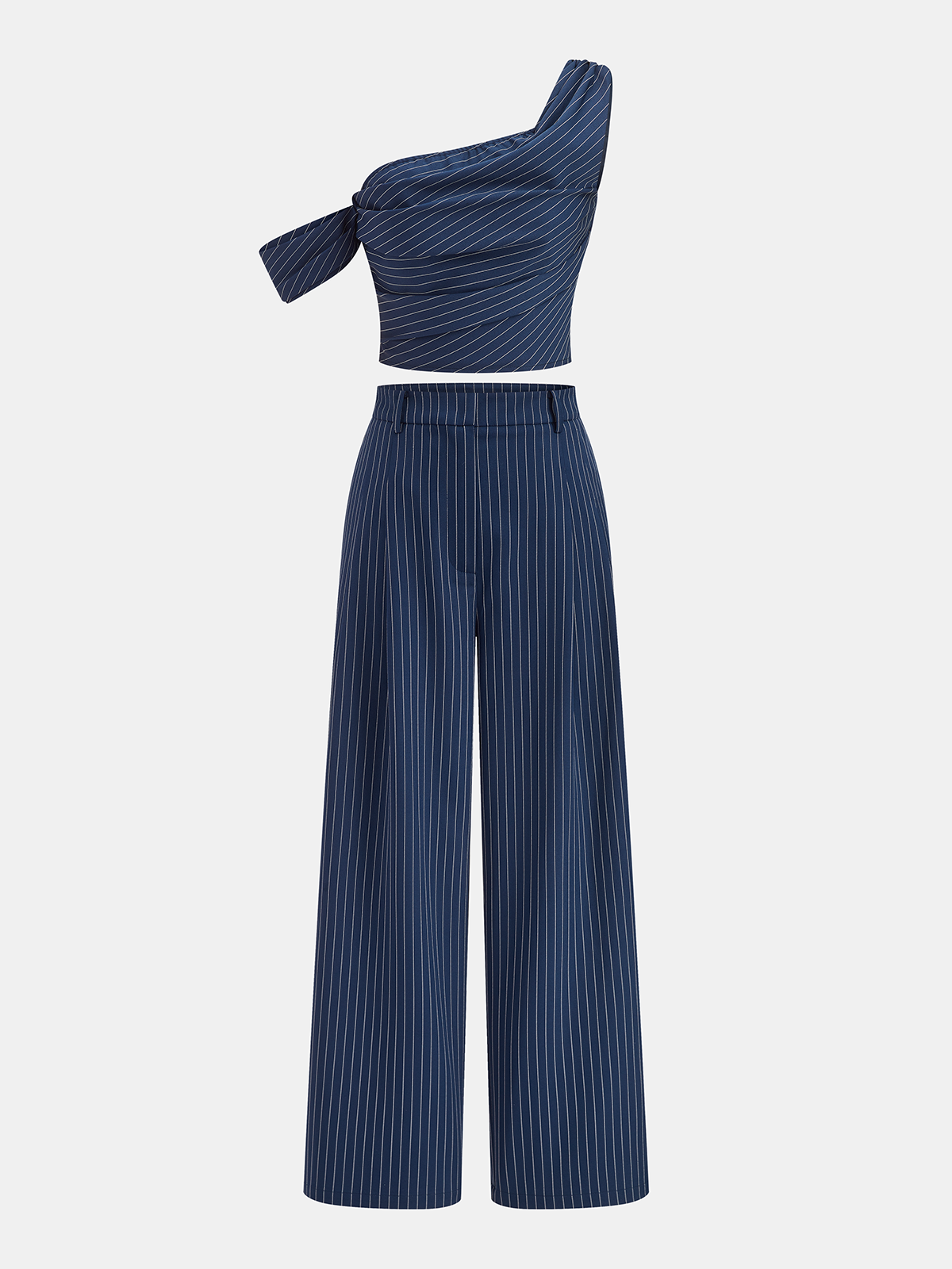 One-Shoulder Striped Top & Pants Set