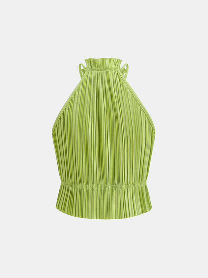 Pleated Halter Crop Top & Pants Set