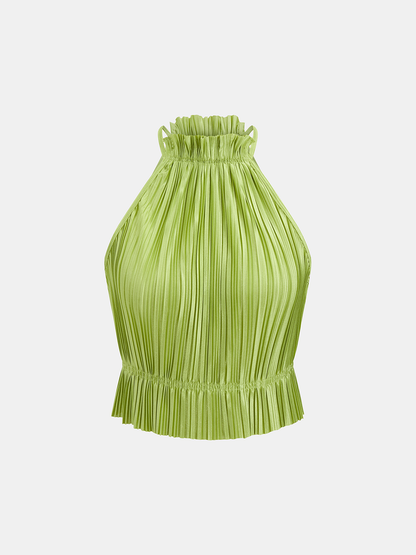 Pleated Halter Crop Top & Pants Set