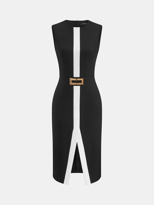 Sleeveless Metal Detail Bodycon Midi Dress