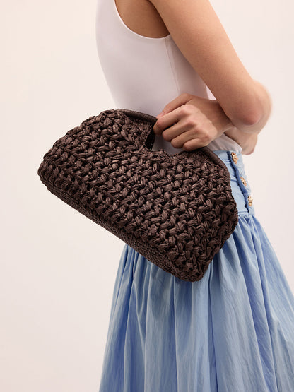 Straw Woven Cloud Clutch Bag