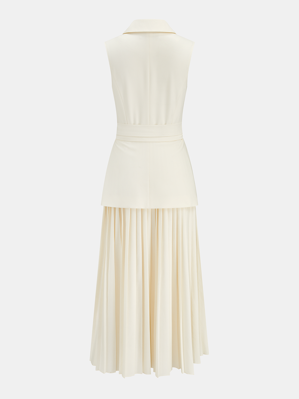 Sleeveless Belted Pleated Blazer Dress