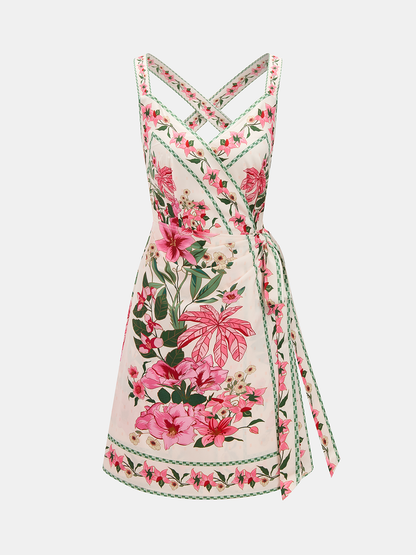 Floral Print Wrap Mini Dress in Upgraded Fabric